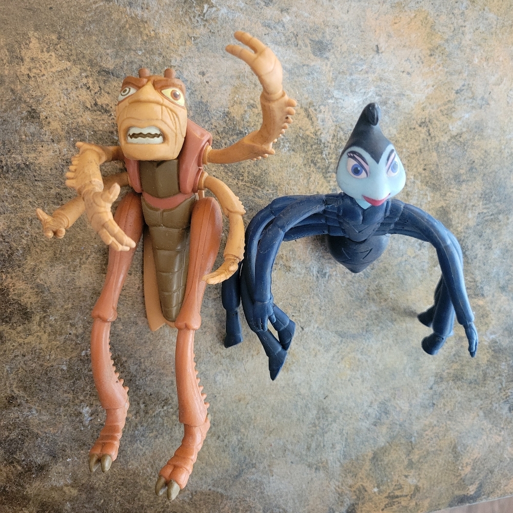 DISNEY 1998 A Bug's Life HOPPER & ROSIE 7.5" Bendable Poseable Figures